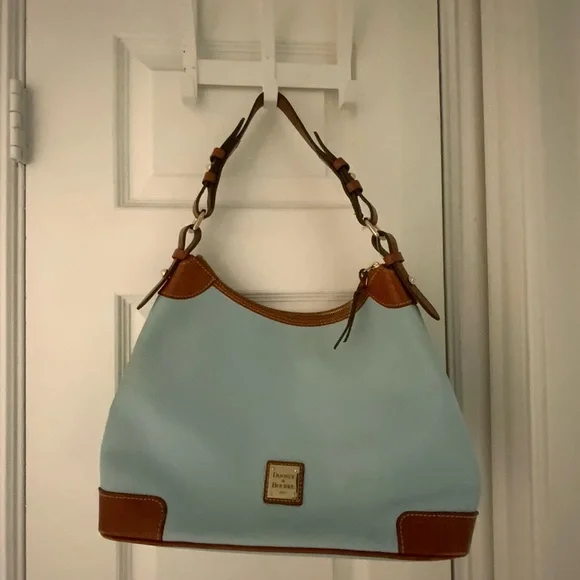 Dooney & Bourke Sky Blue and Tan Shoulder Bag - Picture 1 of 4